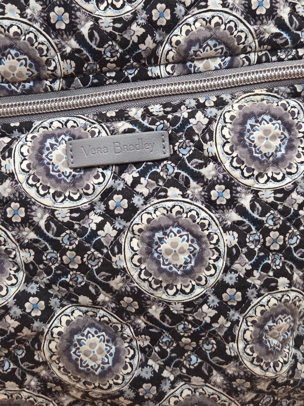 Vera Bradley Iconic Campus Backpack - Charcoal Medallion Quilted Cotton Laptop - Picture 2 of 14